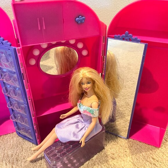 Barbie Traveling Closet & Vanity + Bench, Light-Up Mirror Tested Works 2000 - Picture 7 of 7